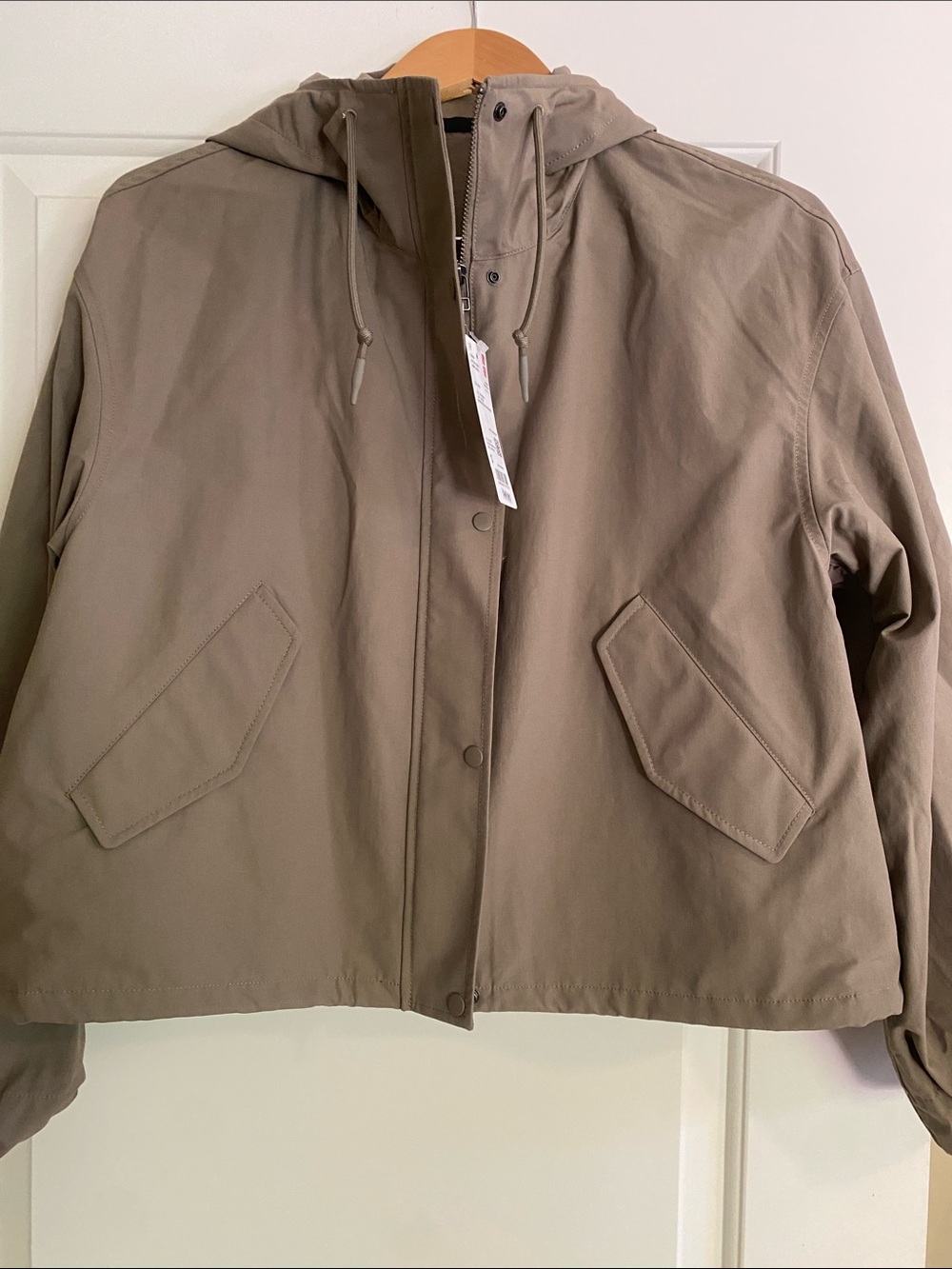 Uniqlo Hooded Short Trench Coat in Taupe